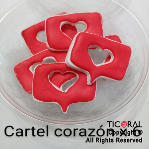 ADOR CARTEL CORAZON ROJO AZUCAR X 6